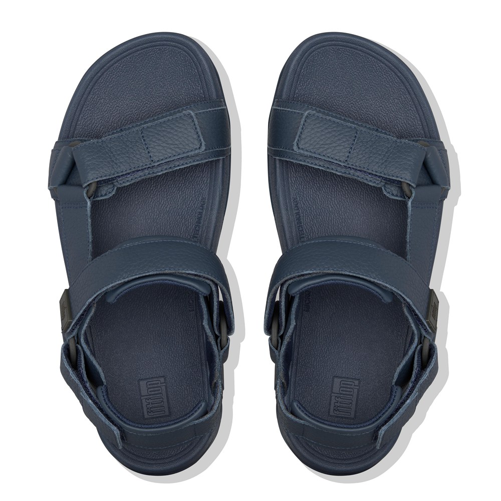 Fitflop Mens Sandals Navy - Ryker Leather Mix Back-strap - 21IHZFKYD